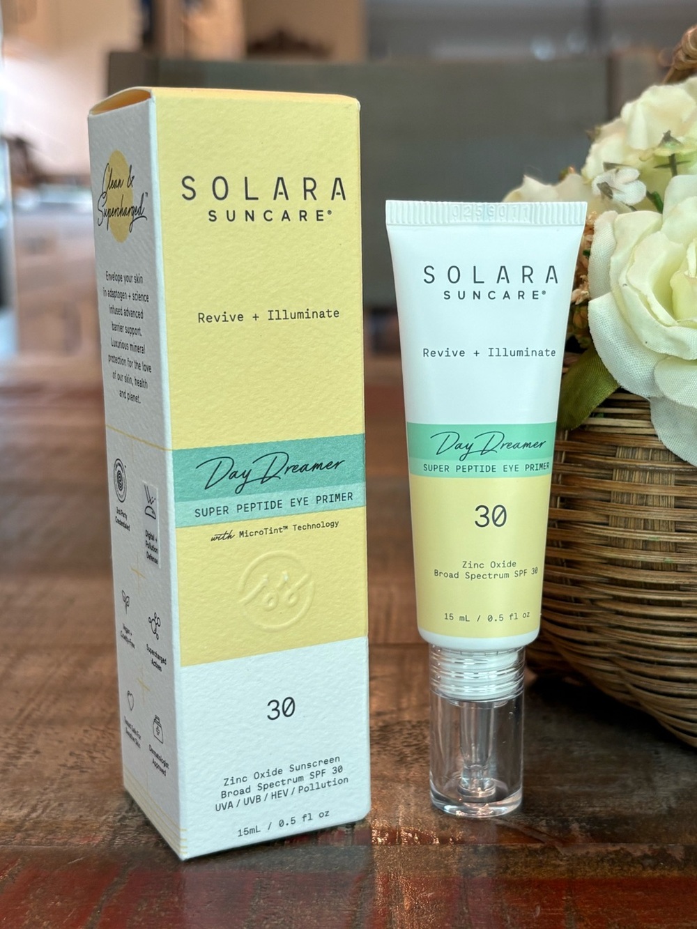 NEW Solara Suncare DAY DREAMER Super Peptide EYE PRIMER SPF 30 Sunscreen ☀️